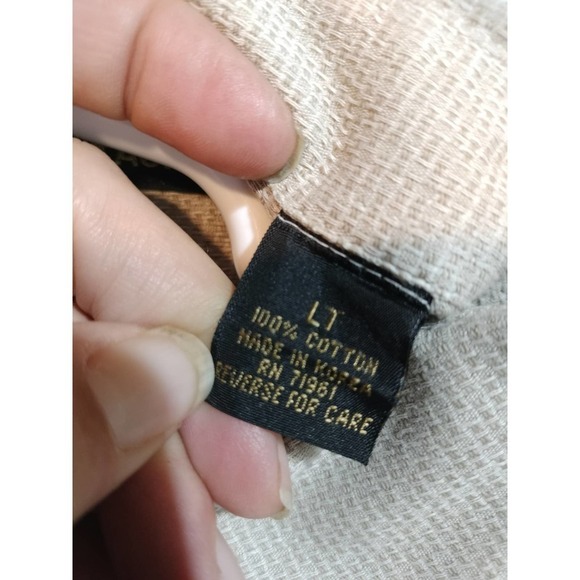 Bachrach beige button front short sleeve shirt men size Large Tall 100% Cotton - Picture 5 of 5